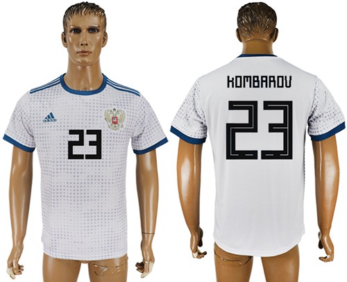 Russia #23 Kombarov Away Soccer Country Jersey
